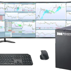 Station de trading Élite avec 8 écrans, unité centrale, clavier, souris, onduleur, support écran